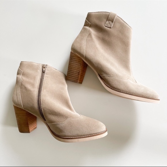 NWOT ASOS Suede Western Stacked Heel Ankle Bootie - Picture 1 of 12